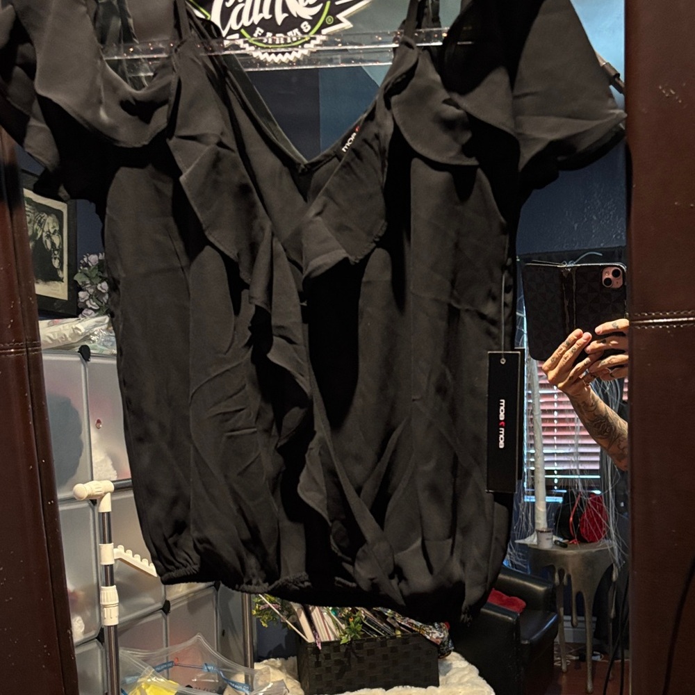 Moa Moa Black Ruffle Blouse
